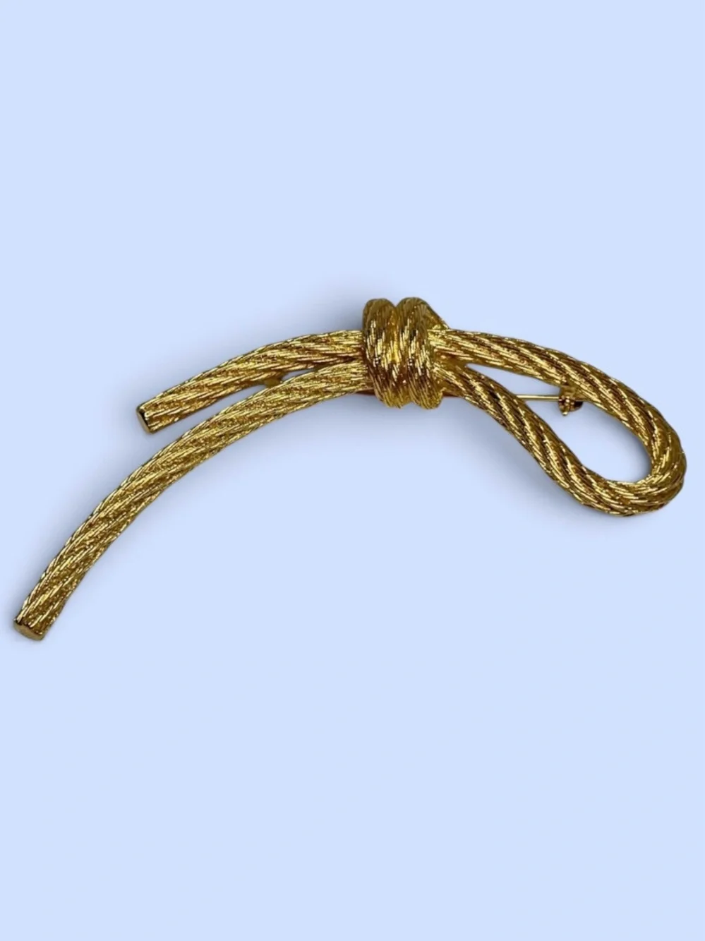 Vintage Christian‎ Dior Gold Tone Twisted Rope Bow Knot Brooch Signed Chr Dior